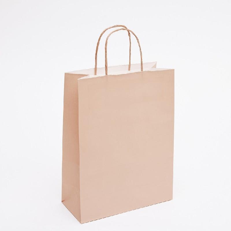 Sac kraft rose poudré poignées torsadées coordonnées 22x10x29cm - par 50_0