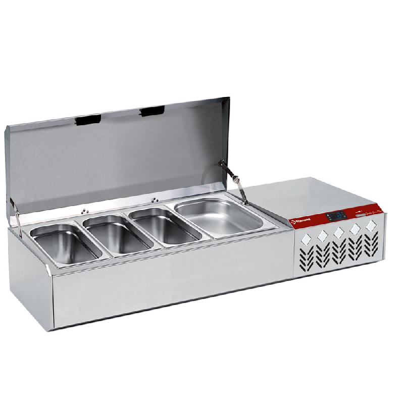 Saladette à ingrédients à poser GN 4x1/3 et GN 1x1/9 avec couvercle inox - SY132G/CP9_0