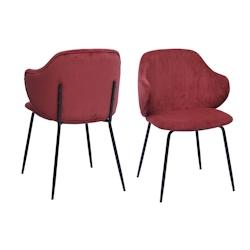 SalesFever Fauteuil | Ensemble de 2 | Tissu texturé | L 54 x P 55 x H 83 cm | baie - rouge multi-matériau 395820_0