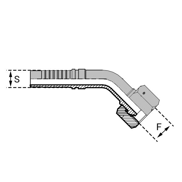 Série cylindrique BSPP DKOR - Cône 60° - Filetage Withworth - Femelle - 45° (DKOR45) - 8 , 1/2
