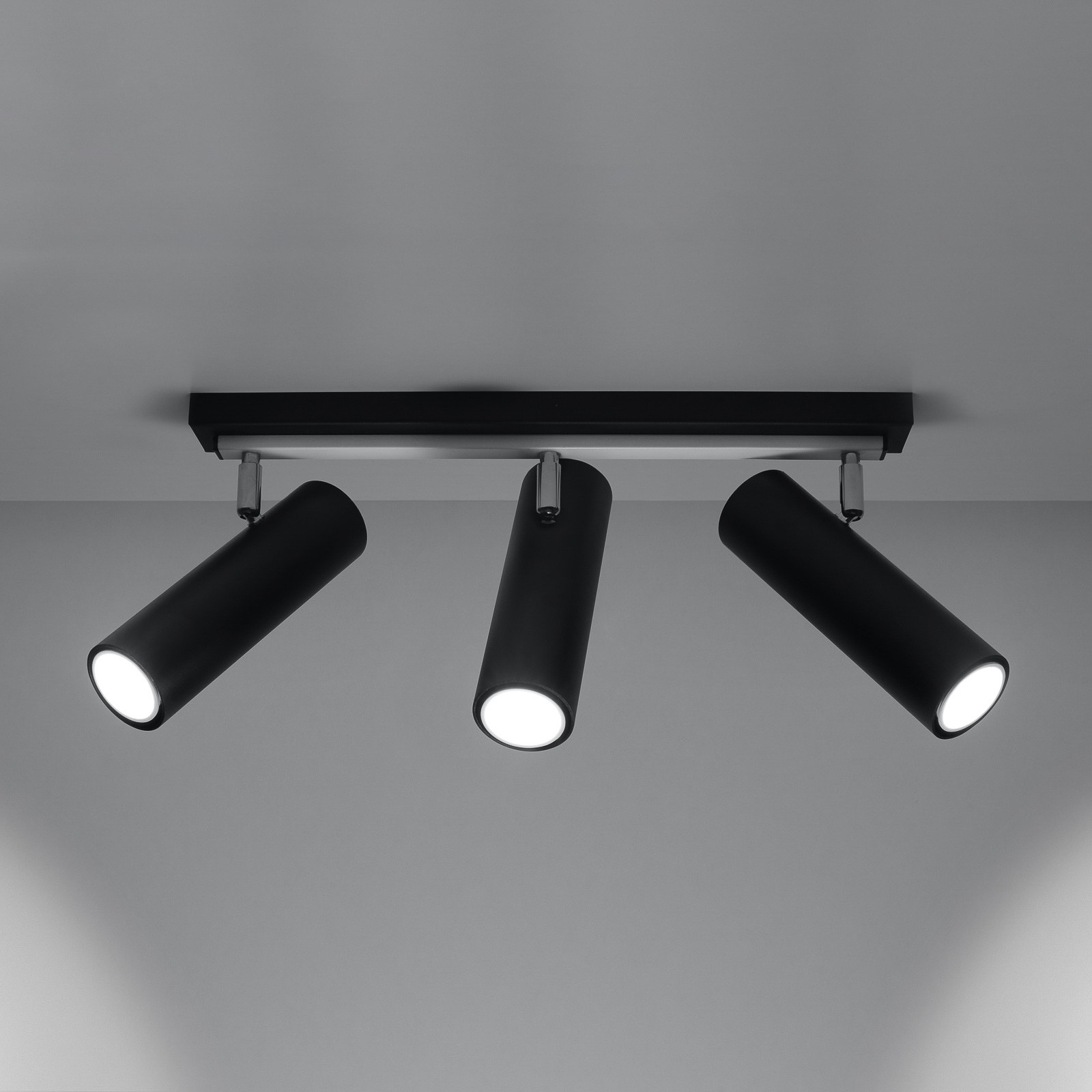 SOLLUX LIGHTING SPOT POUR PLAFOND SPOTY, NOIR, À TROIS LAMPES