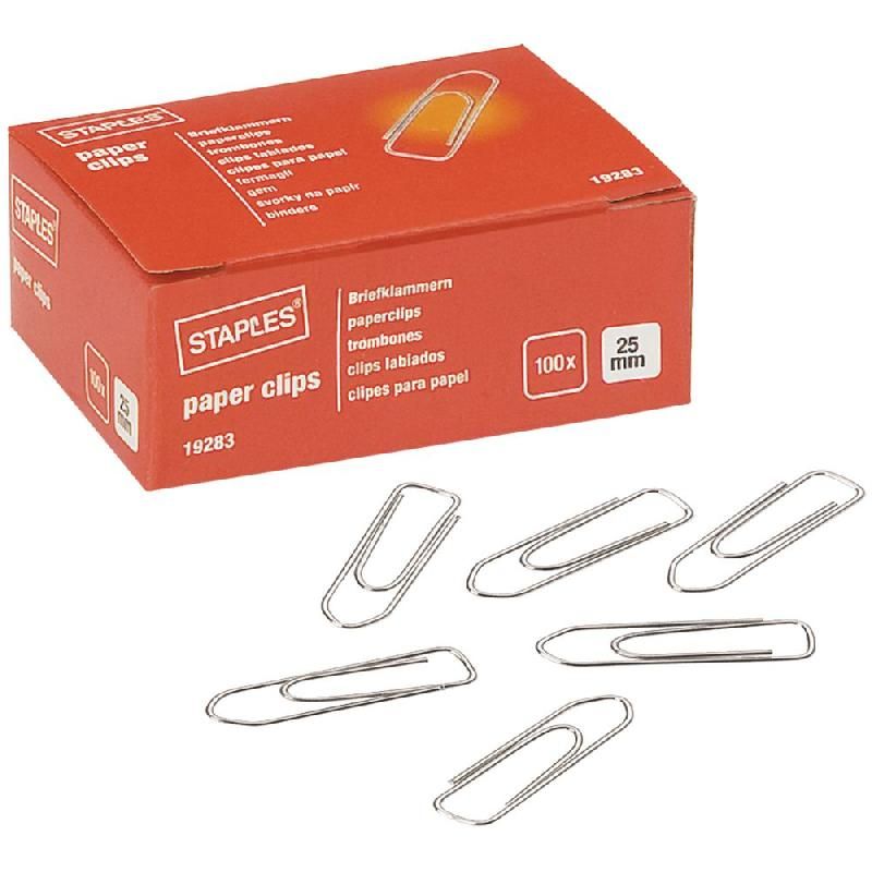 STAPLES BOÎTE DE 100 TROMBONES STAPLES 25 MM (PRIX UNITAIRE)