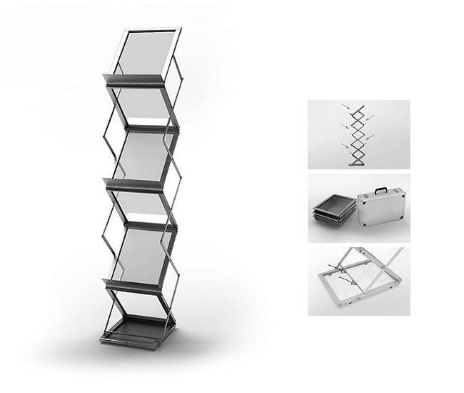 Support brochures A4 - rétractable en aluminium - double face - impact market_0