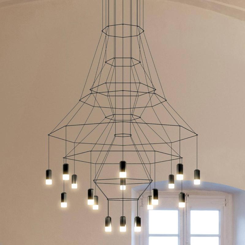 SUSPENSION LED VIBIA WIREFLOW, NOIRE, 279 CM