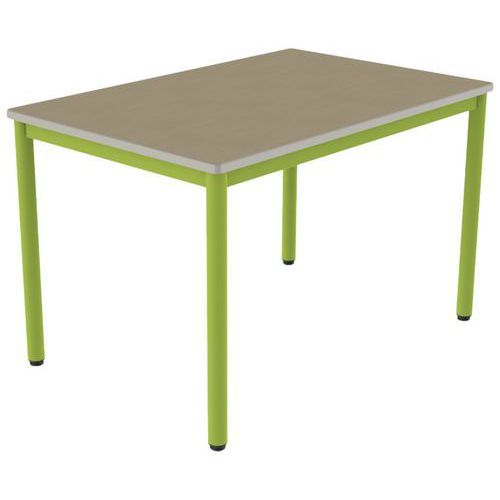 TABLE CARÉLIE 120X80 T6 STR POLY. HÊTRE MIEL BEIGE/VERT AC - MOBIDECOR