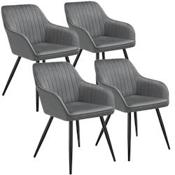 TecTake GmbH tectake Chaise MARILYN en velours - gris/noir, Lot de 4 -405737 - gris acier 405737_0