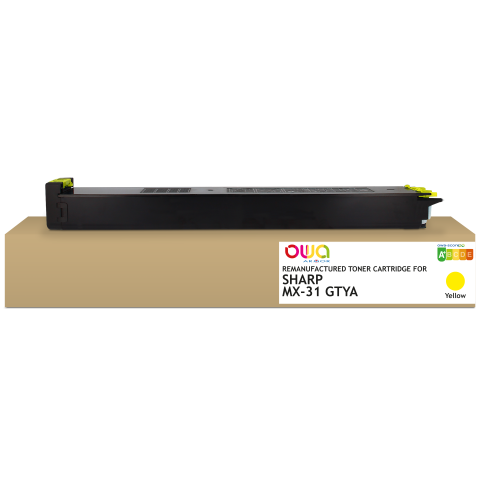TONER REMANUFACTURÉ OWA - STANDARD - JAUNE - POUR SHARP MX-31GTYA - TONER COMPATIBLE