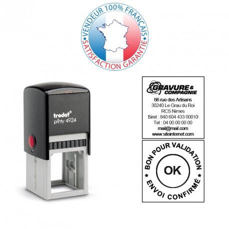 Tampon encreur Trodat Printy 4924 - empreinte personnalisable 8 lignes 40 x 40 mm avec cassette d'encre noire_0