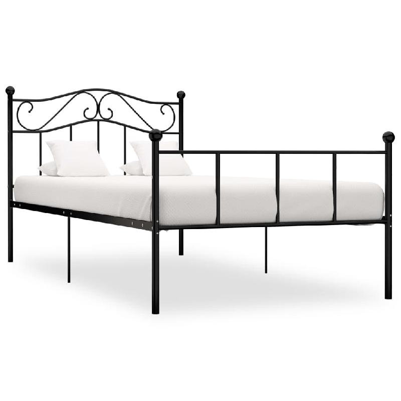 VidaXL Cadre de lit sans matelas noir métal 90x200 cm Modèle Corlénis - 284523_0