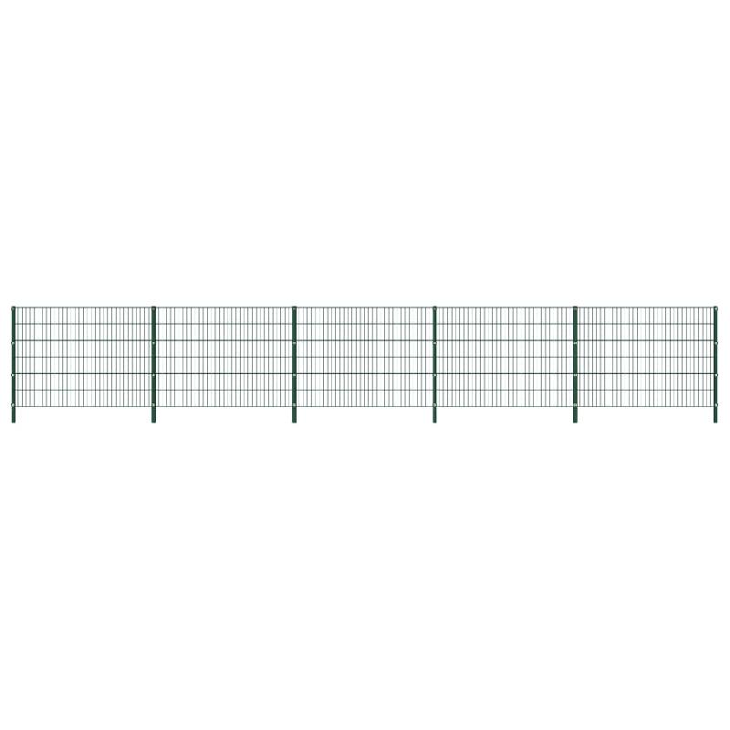 Vidaxl panneau de clôture avec poteaux fer 8,5 x 1,2 m vert 278665_0