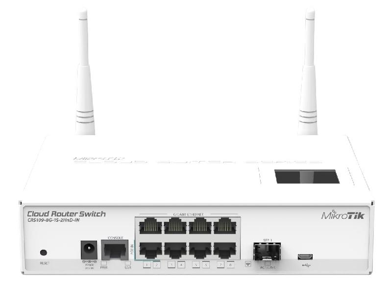Mikrotik CRS109-8G-1S-2HnD-IN - Commutateur L3 Gigabit Ethernet (10/100/1000) Blanc - 8 ports RJ-45, PoE, WiFi intégré_0