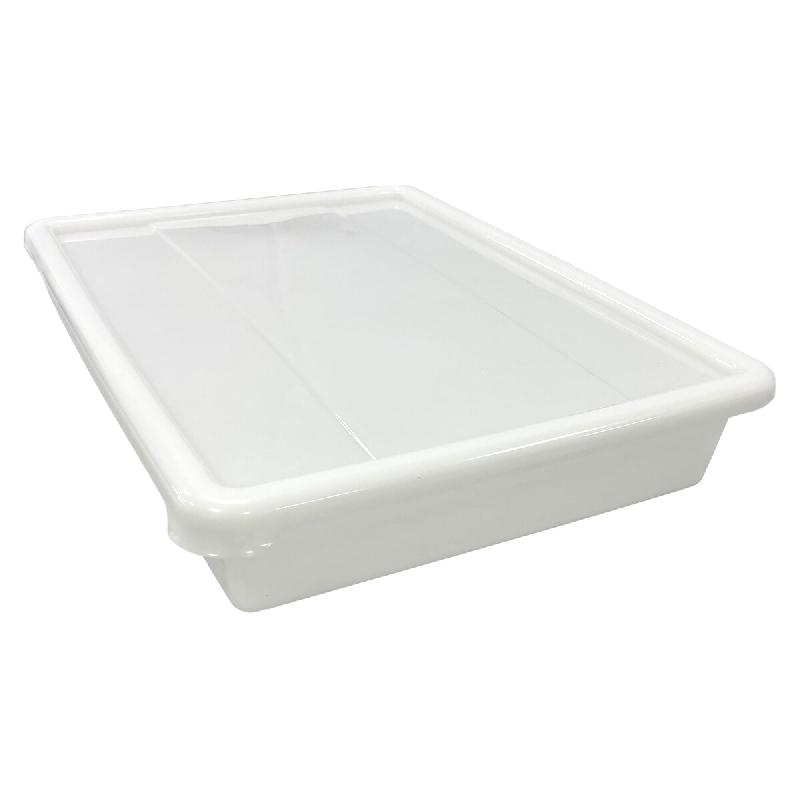 ANTIHUMEDADES Lot 9 récipients avec couvercle (15 L) 55,3 x 41 x 9,3 cm - pour pâtes, pizzas, pain. Fabriquées en polypropylène blanc de qualité_0