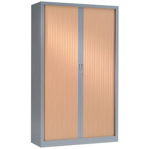 ARMOIRE HAUTE 100X198 CM CORPS ALUMINIUM 9006 RIDEAUX HÊTRE - VINCO