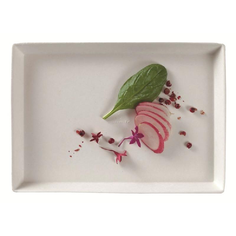 Assiette Quartz bagasse laminée blanche 18,5x13x1,6cm - par 200_0