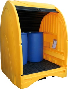 Bac de rétention plastique rigide en PEHD pour 4 fûts - capacité 250 litres - cadenassable et robuste_0