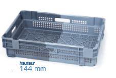 Bac en plastique gerbable et emboîtable - modèle BAC160BM6414000 - Poignées ouvertes - Volume 26L - Dimensions 555x355x130mm_0