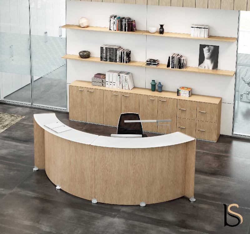 Banque d'accueil courbe Glass - Quadrifoglio. - Blanc_0