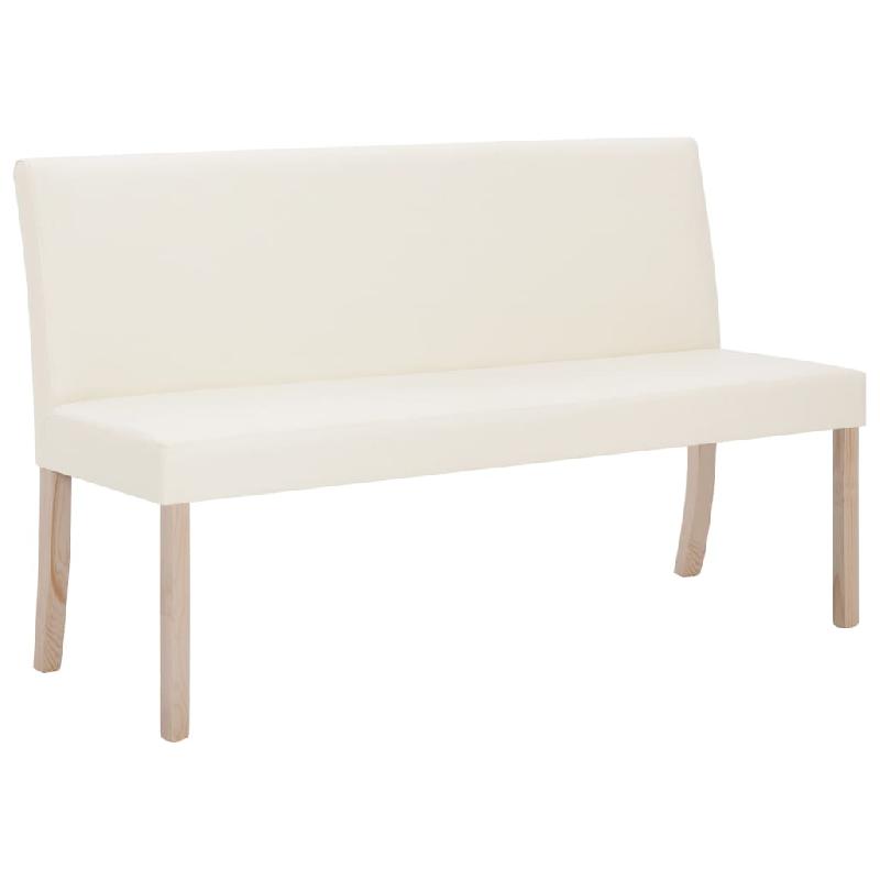 Banquette pouf tabouret - Meuble banc 139 cm crème en synthétique avec cadre en pin massif - Référence 3002077_0