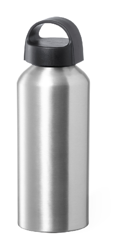Bouteille en aluminium - 500 ml - avec couvercle en plastique - couleur argenté_0
