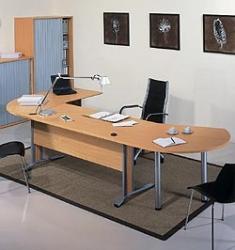 Bureau d'angle en bois et métal