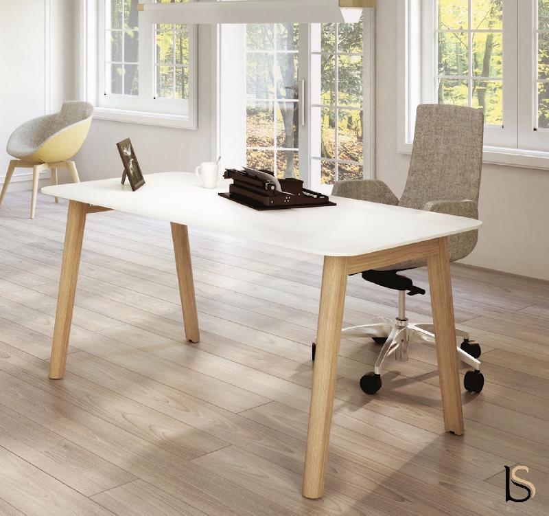 Bureau individuel Cosy Wood - 180, Blanc_1