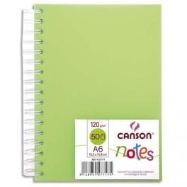 CANSON CARNET DE 50 FEUILLES NOTES ET DESSIN FORMAT A6 120G SPIRALÉ COUVERTURE POLYPRO VERT