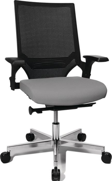 Chaise de bureau pivotante avec mécanisme synchrone ponctuel noir/gris clair 420-550 mm avec accoudoir capacité charge 110 kg TOPSTAR_0