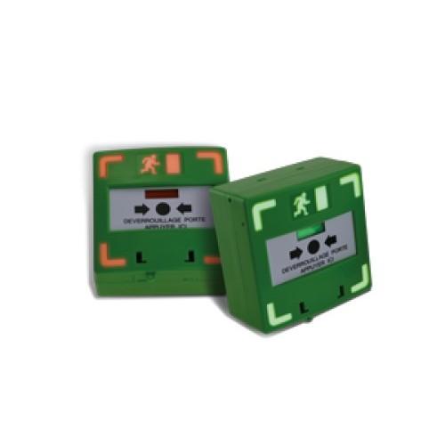 DÉCLENCHEUR MANUEL VERT - À MEMBRANE DÉFORMABLE - LUMINEUX ET SONORE IZYX