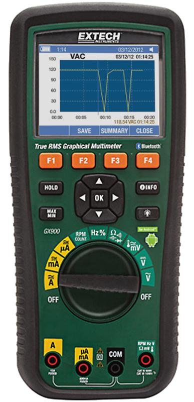 MULTIMÈTRE GRAPHIQUE TRMS 1000V AC/DC, 10A AC/DC, AVEC BLUETOOTH - EXTGX900