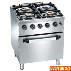 Fourneau gaz 4 feux vifs - brûleurs haute puissance - sur four gaz GN 2/1 C4GF7-SP_0