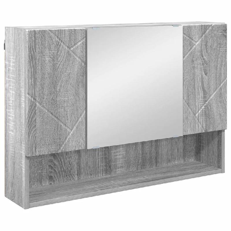 Helloshop26 - Armoire miroir moderne pratique rangement salle de bain 80 x 17 x 55 cm en bois d'ingénierie gris sonoma 02_0052863 - gris Bois massif_0