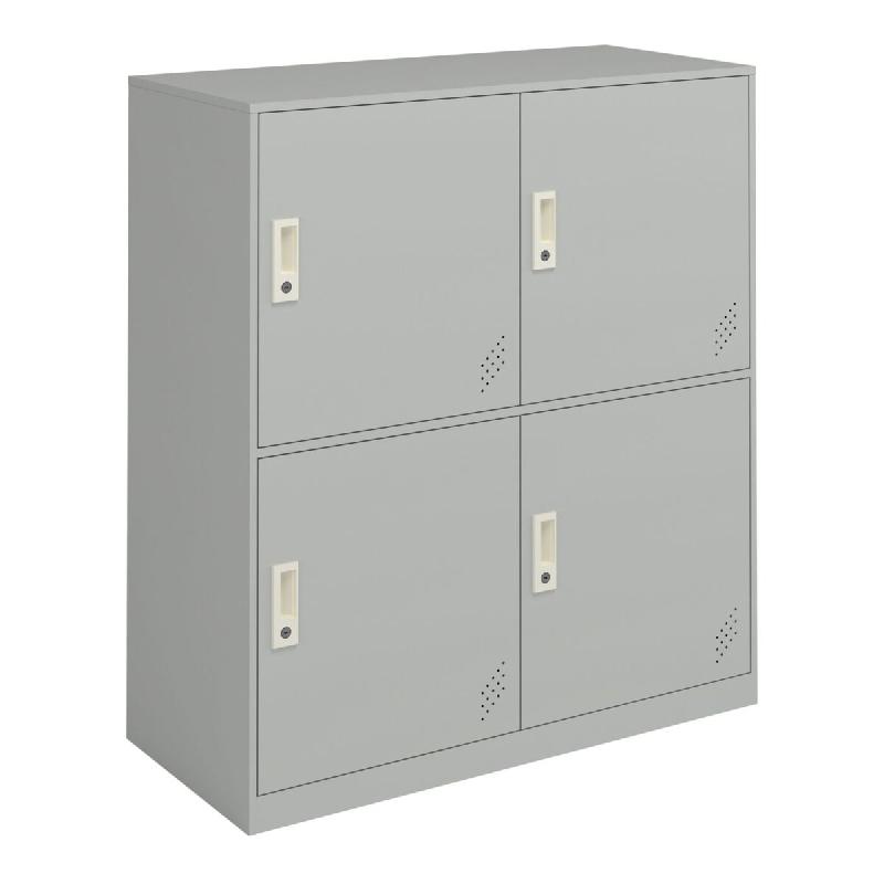 Helloshop26 - Casier métallique avec 4 portes 100 x 90 x 40 cm acier laqué gris clair 03_0009182 - gris métal 3000224551651_0