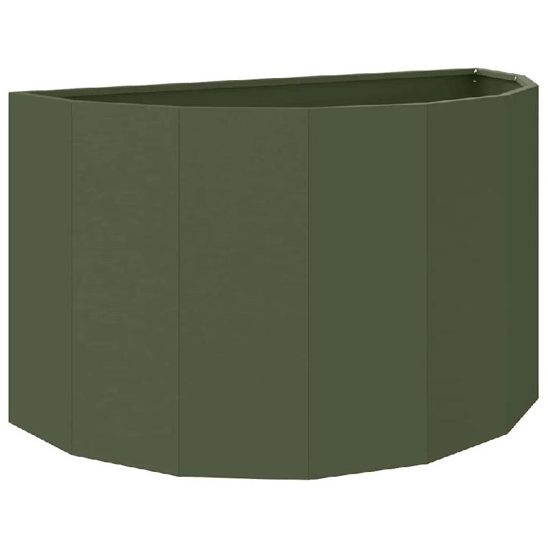 Helloshop26 - Jardinière demi-ronde moderne extérieur 90 x 45 x 50 cm design contemporain en acier vert olive 02_0052953 - vert métal 3000237670639_0