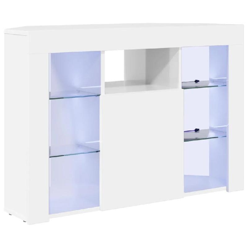 Helloshop26 - Meuble TV LED d'angle moderne avec rangement mural optimisé 100 x 40 x 68 cm en bois d'ingénierie blanc brillant 02_0054693 - blanc Bo_0