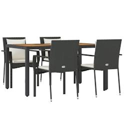 Helloshop26 - Mobilier à dîner de jardin et coussins 5 pièces noir résine tressée 02_0014871 - 3000139421537_0