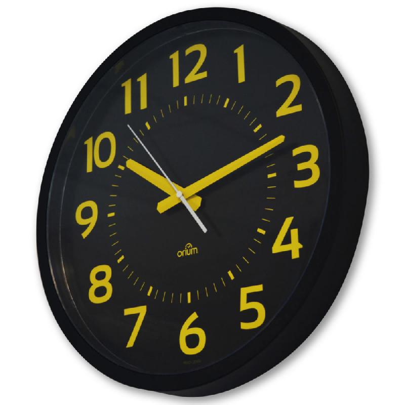 HORLOGE ANALOGIQUE MURALE SILENCIEUSE A QUARTZ CONTRASTE ORIUM - DIAMETRE 40 CM - NOIR