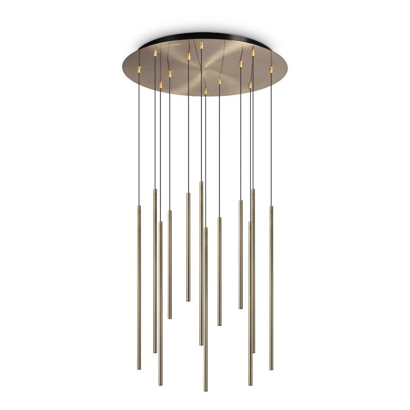 IDEALLUX IDEAL LUX FILO SUSPENSION LED À 12 LAMPES LAITON