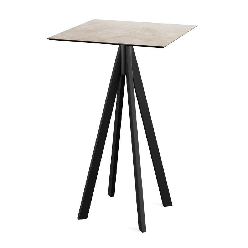 Infinity mange-debout avec piètement noir + plateau HPL Moonstone 70x70 cm_0