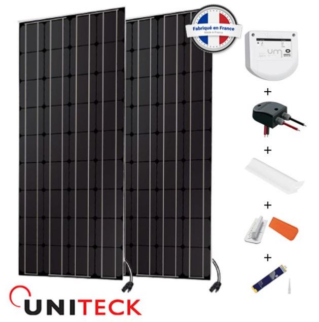 Kit panneau solaire camping-car 200W - Uniteck - Panneaux monocristallins, régulateur MPPT, fixation et accessoires inclus_0