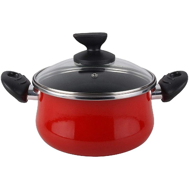 Magefesa Praga - Marmite 16 cm en acier émaillé vitrifié compatible induction - rouge acier MG035_0