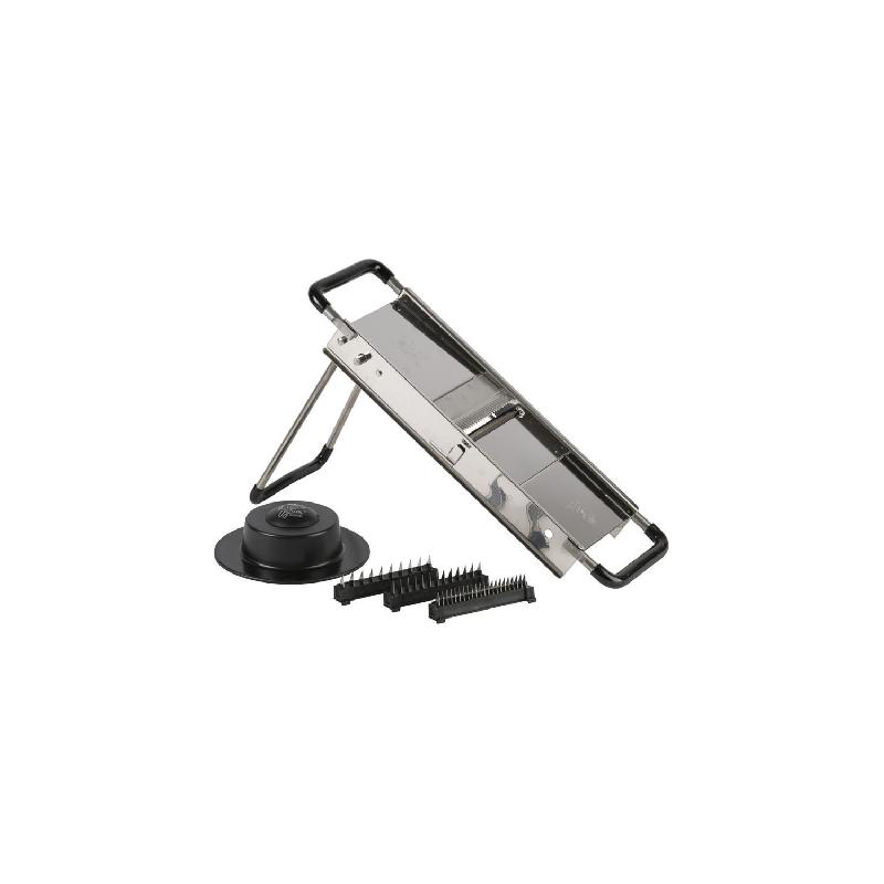 Mandoline inox japonaise réversible (H)320 x (L)60 x (P)110 mm, manche plastique noir_0