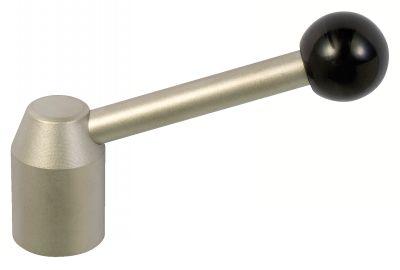 Manette indexable taraudée en acier - droite (14-39) - boule en bakélite noire_0