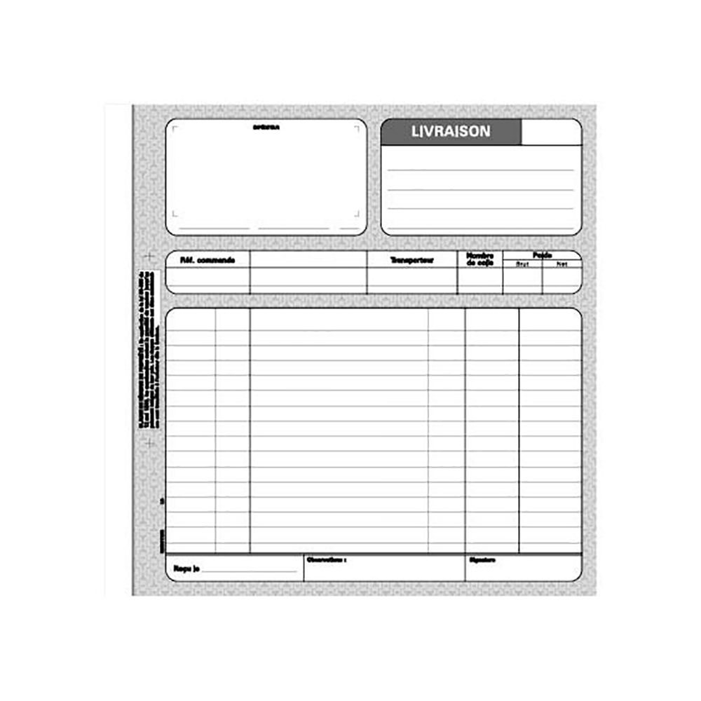 MANIFOLD AUTOCOPIANT LE DAUPHIN BON DE LIVRAISON 21X21CM 50 FEUILLETS DUPLI - LOT DE 5