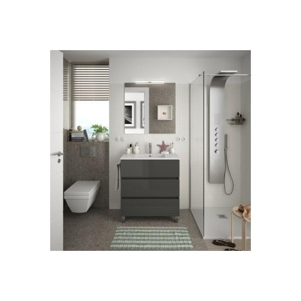 MEUBLE DE SALLE DE BAIN FUSSION LINE 800 3 TIROIRS GRIS BRILLANT 797 X 868 X 450 MM - SALGAR 23265