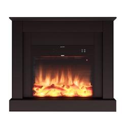 MPC CAMILLO-NERO Cheminée électrique, 60cm, bois noir, 750W/1500W, effet de flamme LED réaliste, thermostat automatique, télécommande incluse. -_0