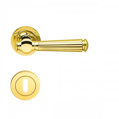 POIGNÉES DE PORTE SUR ROSACES RONDES SÉRIE R 260 SCHÖNTAL - POLI - CLÉ L KARCHER DESIGN