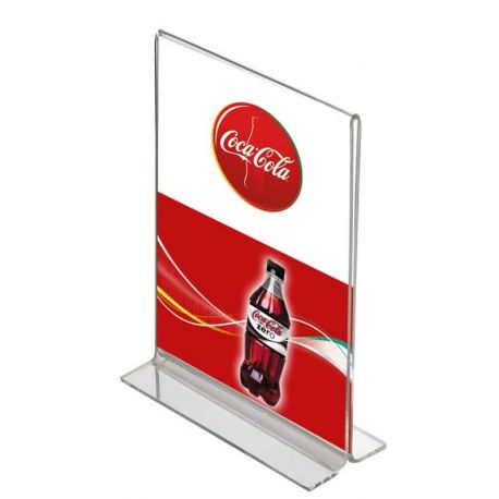 Porte-menu de table en plexi transparent - Forme en T - Affichage double face vertical_0