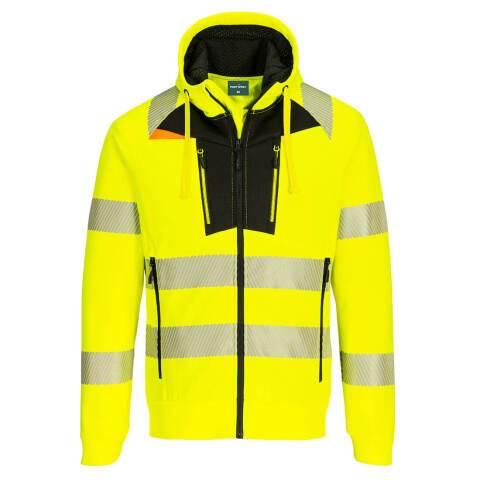 PORTWEST DX484 SWEAT À CAPUCHE ZIPPÉ HV DX4 JAUNE/NOIR - TAILLE XXL