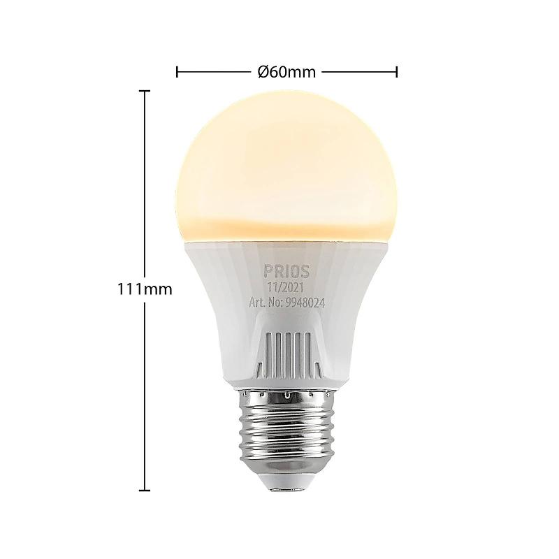 PRIOS AMPOULE LED E27 A60 11 W BLANC 3 000 K X3