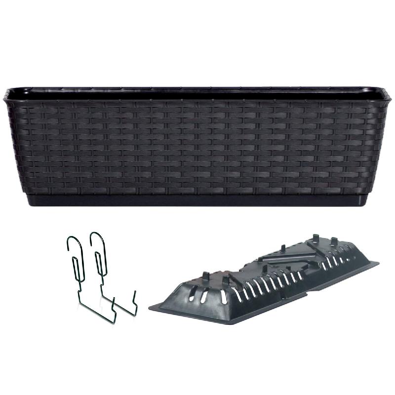 Prosperplast - Jardinière suspendue avec crochets de support RATOLLA P - 59x15,4x14,2 cm, anthracite - gris plastique ZA3811_0